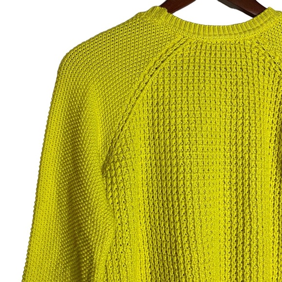 Topshop Chunky Waffle Knit Long Raglan Sleeves Crewneck Bright Yellow Sweater 6 - Picture 10 of 15